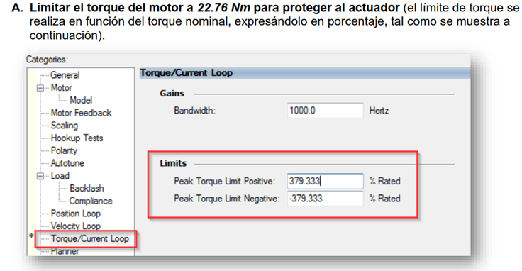 Limitar el torque del motor