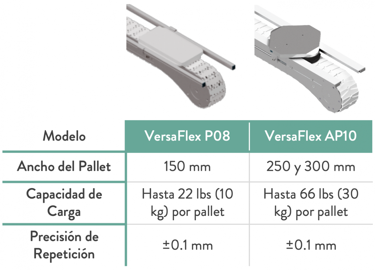 TRANSPORTADOR DE  PALLETS DE CADENA PLÁSTICA - características